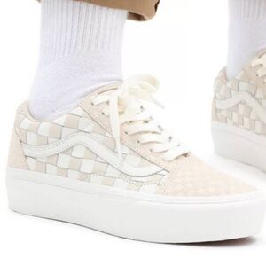 Vans Old Skool Platform Woven Leather Sneakers Blanc de Blanc size women’s 6.5